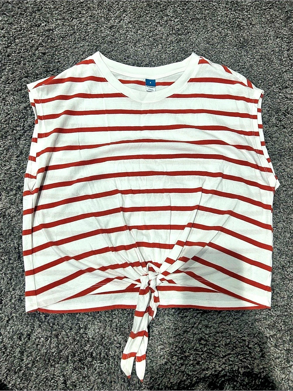 Old Navy Striped Tie-Front Top in White & Red Size Small